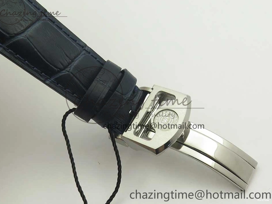 MIROTIME 0111 Cozy Portuguese Tourbillon IW5463 SS ZF Best Edition White Dial Blue Hands on Blue Leather Strap 7172